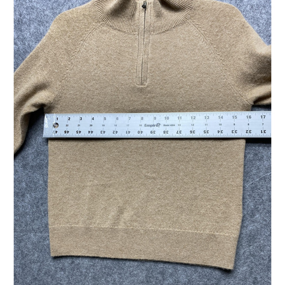 J.Crew Cashmere Sweater Womens Small? Tan Half Zip Mock Neck Pullover AE4338 - Picture 2 of 14